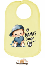 Baby-Lätzchen Olli-01 in Pastellgelb mit Motiv Mamas Junge