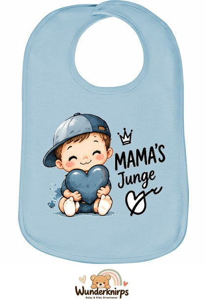 Baby-Lätzchen Olli-01 in Pastellblau mit Motiv Mamas Junge
