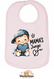 Baby-Lätzchen Olli-01 in Pastellrosa mit Motiv Mamas Junge