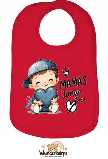 Baby-Lätzchen Olli-01 in Rot mit Motiv Mamas Junge