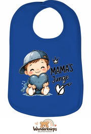 Baby-Lätzchen Olli-01 in Royalblau mit Motiv Mamas Junge