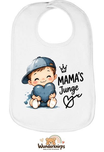 Baby-Lätzchen Olli-01 in Weiß mit Motiv Mamas Junge