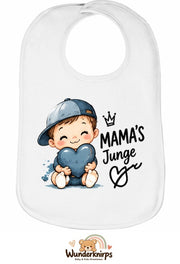 Baby-Lätzchen Olli-01 in Weiß mit Motiv Mamas Junge