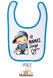Baby-Lätzchen SOL’S Babib in Weiß / Aqua mit Motiv Mamas Junge