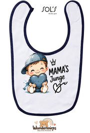 Baby-Lätzchen SOL’S Babib in Weiß / Marineblau mit Motiv Mamas Junge