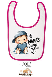 Baby-Lätzchen SOL’S Babib in Weiß / Fuchsia mit Motiv Mamas Junge