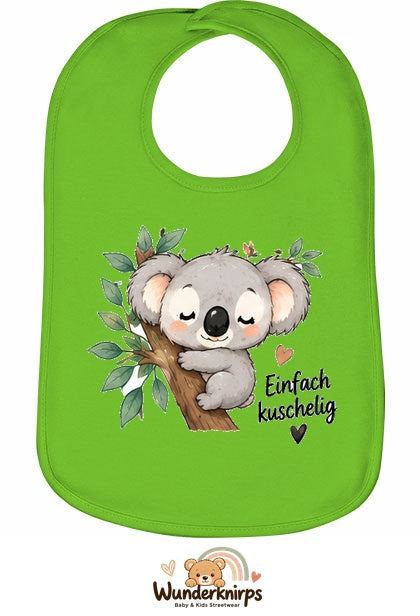 Baby-Lätzchen Olli-01 in Apfelgrün mit Motiv Einfach kuschelig – Koala
