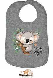 Baby-Lätzchen Olli-01 in Grau meliert mit Motiv Einfach kuschelig – Koala