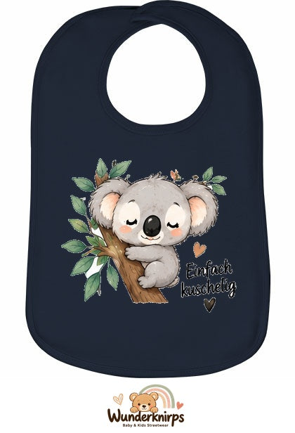 Baby-Lätzchen Olli-01 in Marineblau mit Motiv Einfach kuschelig – Koala