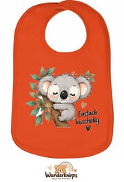 Baby-Lätzchen Olli-01 in Orange mit Motiv Einfach kuschelig – Koala