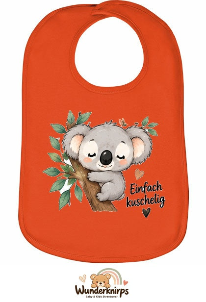 Baby-Lätzchen Olli-01 in Orange mit Motiv Einfach kuschelig – Koala
