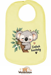 Baby-Lätzchen Olli-01 in Pastellgelb mit Motiv Einfach kuschelig – Koala