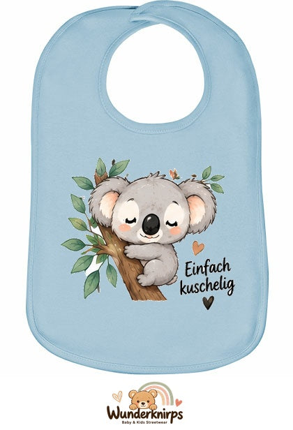 Baby-Lätzchen Olli-01 in Pastellblau mit Motiv Einfach kuschelig – Koala