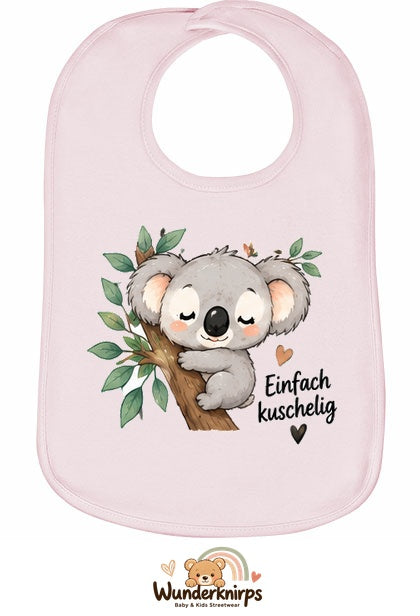 Baby-Lätzchen Olli-01 in Pastellrosa mit Motiv Einfach kuschelig – Koala