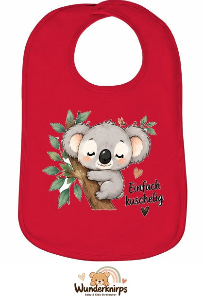 Baby-Lätzchen Olli-01 in Rot mit Motiv Einfach kuschelig – Koala