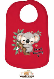 Baby-Lätzchen Olli-01 in Rot mit Motiv Einfach kuschelig – Koala