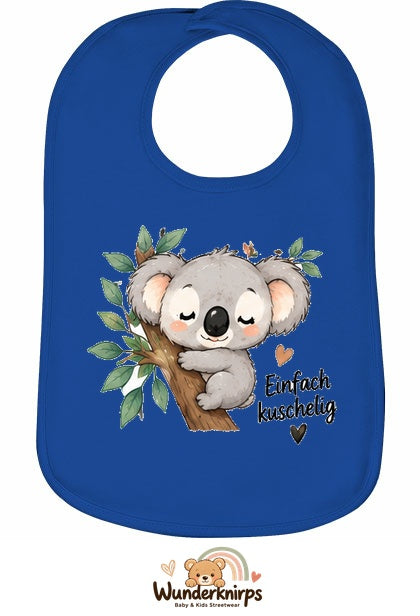 Baby-Lätzchen Olli-01 in Royalblau mit Motiv Einfach kuschelig – Koala