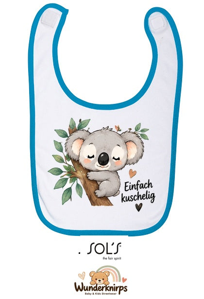 Baby-Lätzchen SOL’S Babib in Weiß / Aqua mit Motiv Einfach kuschelig – Koala