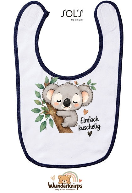 Baby-Lätzchen SOL’S Babib in Weiß / Marineblau mit Motiv Einfach kuschelig – Koala