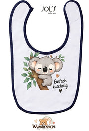 Baby-Lätzchen SOL’S Babib in Weiß / Marineblau mit Motiv Einfach kuschelig – Koala