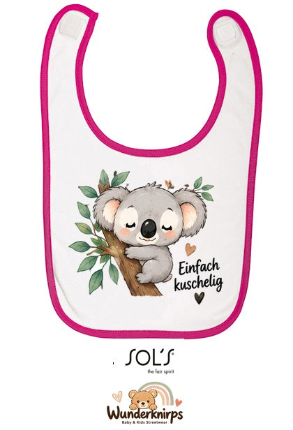 Baby-Lätzchen SOL’S Babib in Weiß / Fuchsia mit Motiv Einfach kuschelig – Koala