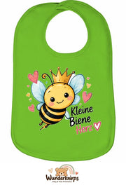 Baby-Lätzchen Olli-01 in Apfelgrün mit Motiv Kleine Biene, großes Herz