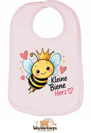 Baby-Lätzchen Olli-01 in Pastellrosa mit Motiv Kleine Biene, großes Herz