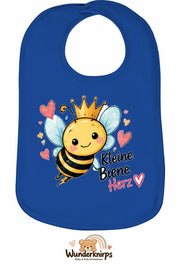 Baby-Lätzchen Olli-01 in Royalblau mit Motiv Kleine Biene, großes Herz