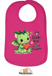 Baby-Lätzchen Olli-01 in Pink mit Motiv Starke Kids – Drache