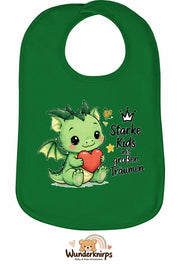 Baby-Lätzchen Olli-01 in Grün mit Motiv Starke Kids – Drache