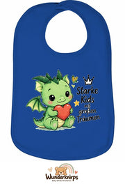 Baby-Lätzchen Olli-01 in Royalblau mit Motiv Starke Kids – Drache