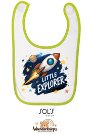 Baby-Lätzchen SOL’S Babib in Weiß / Apfelgrün mit Motiv Little Explorer – Rakete