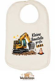 Baby-Lätzchen Olli-01 in Natur mit Motiv Kleine Baustelle, große Pläne
