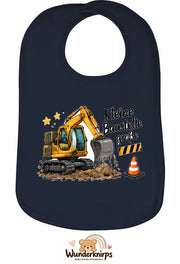 Baby-Lätzchen Olli-01 in Marineblau mit Motiv Kleine Baustelle, große Pläne