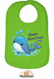 Baby-Lätzchen Olli-01 in Apfelgrün mit Motiv Kleiner Meeresfreund – Wal