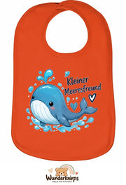 Baby-Lätzchen Olli-01 in Orange mit Motiv Kleiner Meeresfreund – Wal
