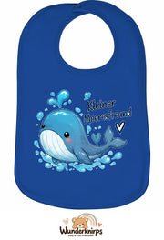 Baby-Lätzchen Olli-01 in Royalblau mit Motiv Kleiner Meeresfreund – Wal