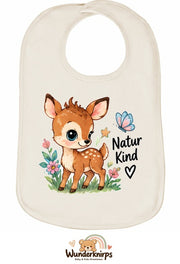 Baby-Lätzchen Olli-01 in Natur mit Motiv Naturkind – Reh