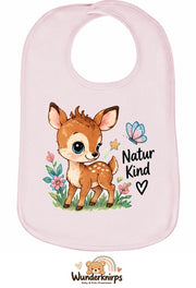 Baby-Lätzchen Olli-01 in Pastellrosa mit Motiv Naturkind – Reh