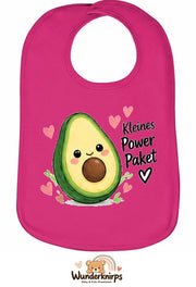 Baby-Lätzchen Olli-01 in Pink mit Motiv Kleines Powerpaket – Avocado