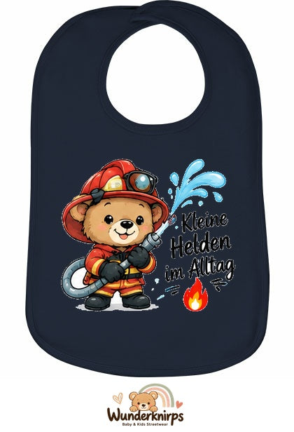 Baby-Lätzchen Olli-01 in Marineblau mit Motiv Kleine Helden im Alltag