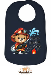 Baby-Lätzchen Olli-01 in Marineblau mit Motiv Kleine Helden im Alltag