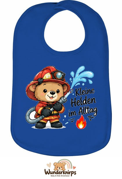 Baby-Lätzchen Olli-01 in Royalblau mit Motiv Kleine Helden im Alltag