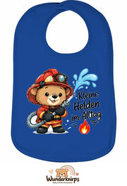 Baby-Lätzchen Olli-01 in Royalblau mit Motiv Kleine Helden im Alltag
