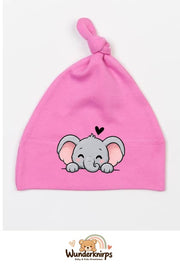 Knotenmütze Babybugz BZ15 in Bubblegum-Pink mit Motiv Elefant mit Herz
