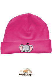 Umschlagmütze Rox-01 in Pink mit Motiv Elefant mit Herz
