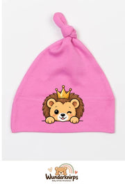 Knotenmütze Babybugz BZ15 in Bubblegum-Pink mit Motiv Löwe mit Krone