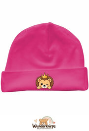 Umschlagmütze Rox-01 in Pink mit Motiv Löwe mit Krone