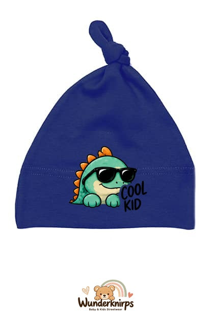 Knotenmütze Babybugz BZ15 in Marineblau mit Motiv Dino Cool Kid