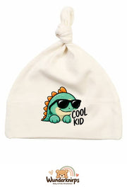 Knotenmütze Babybugz BZ15 in Natur mit Motiv Dino Cool Kid
